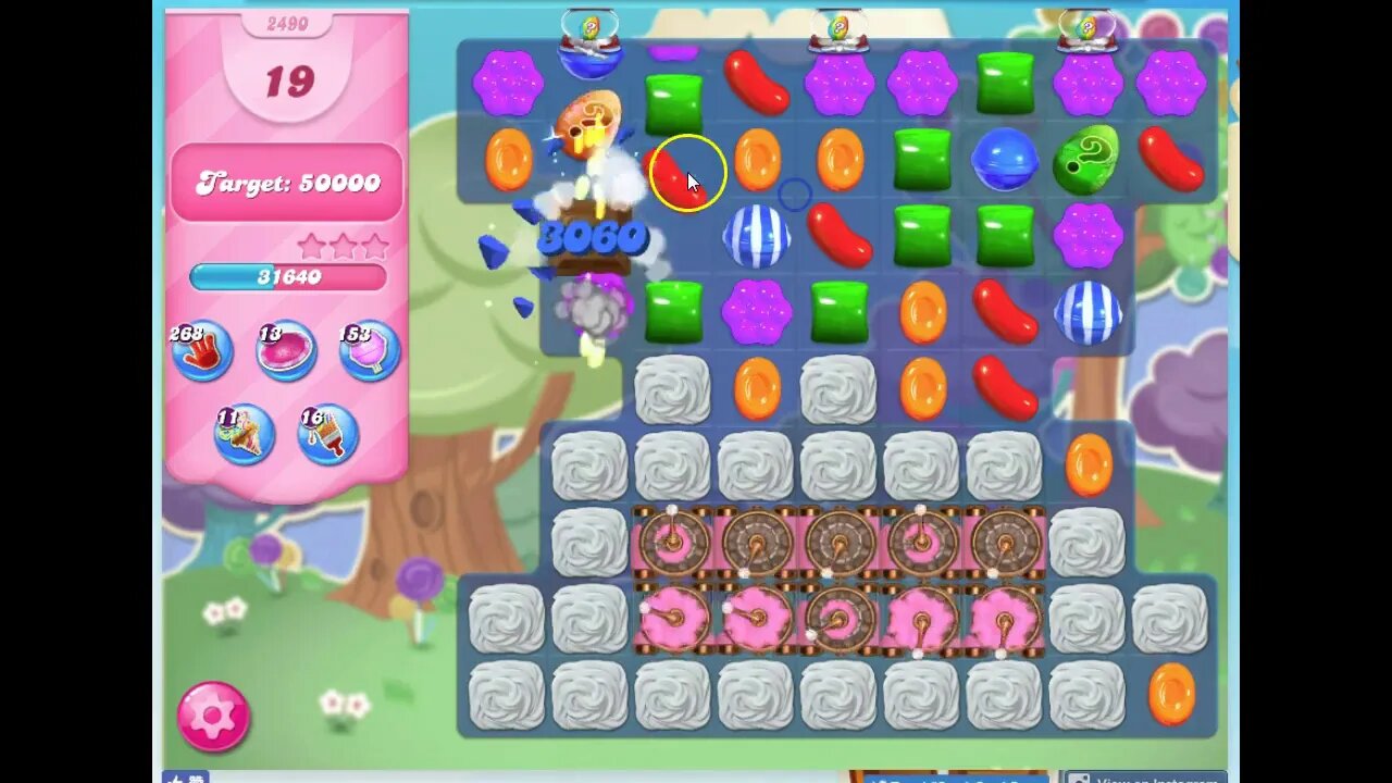 Candy Crush Level 2490 Audio Talkthrough, 3 Stars 0 Boosters