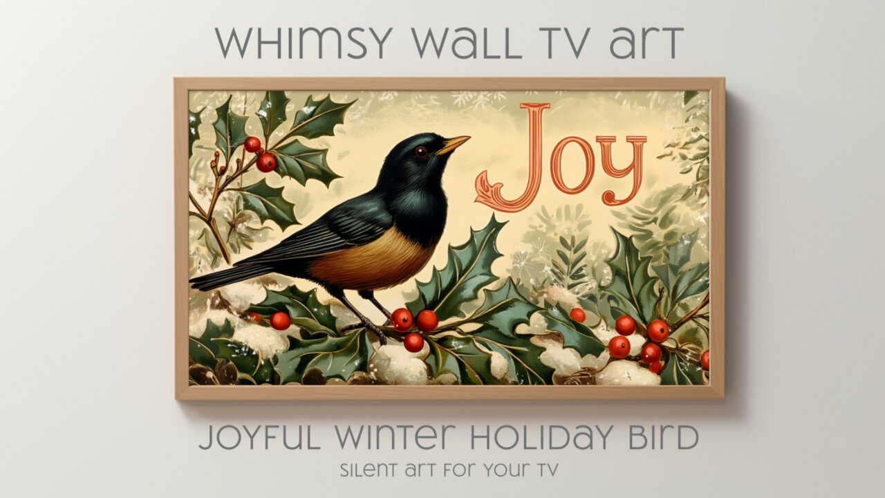 Joyful Winter Holiday Winter Bird: Silent Art For Your TV, Frame TV and CanvasTV Art