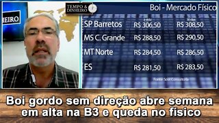 Boi gordo sem direção abre semana em alta na B3 e queda no físico