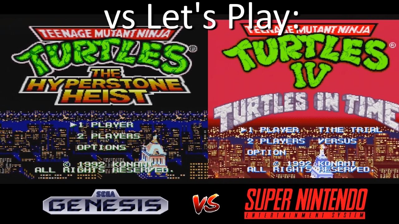 vs Let's Play TMNT: SNES Turtles in Time vs Genesis Hyperstone Heist by Konami, Gameplay Comparison