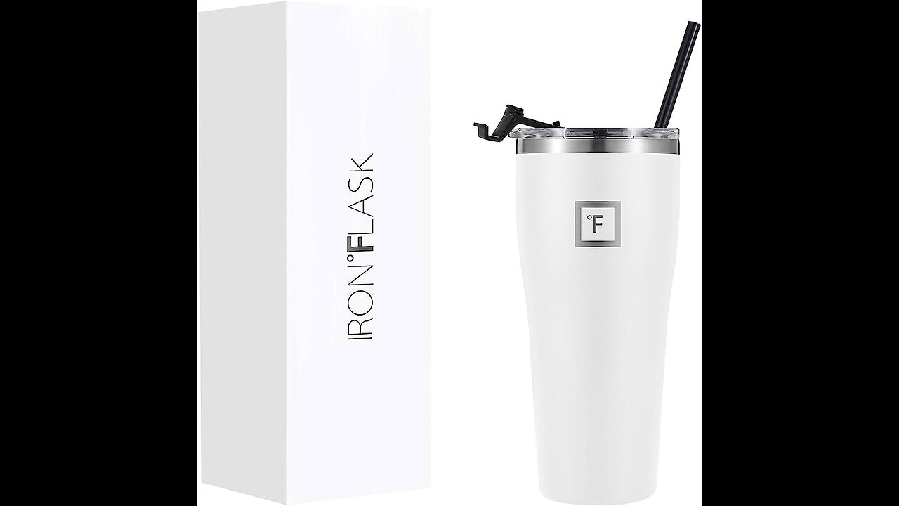 IRON °FLASK Insulated Rover Tumbler wLid & Straw - 32 Oz Leak Proof & Stainless Steel Bottle f...