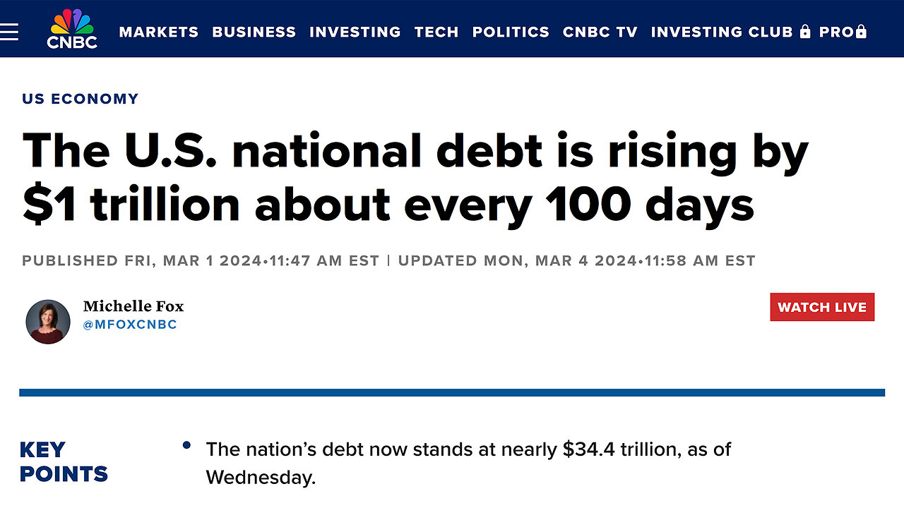 ⚠️US DEBT growing $1 Trillion dollars ever 100 days - The Fastest rate ever⚠️