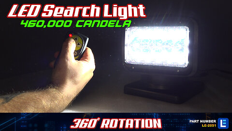 LED Search Light in a Dark Room - 360 Degree Wireless Remote Operation