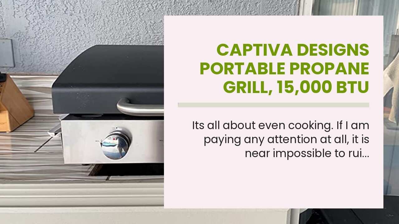 Captiva Designs Portable Propane Grill, 15,000 BTU Output TableTop Liquid Gas Grill with 2 Stai...