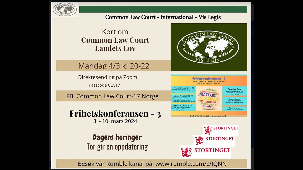 4.3.24: Common Law Court, en innføring, Kunngjøringer og Høringer