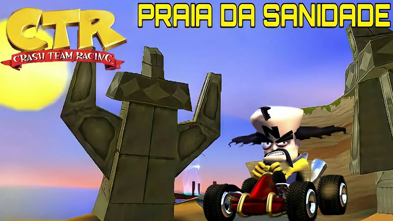 Crash team racing (PS1) Praia da sanidade mapa 1 troféus