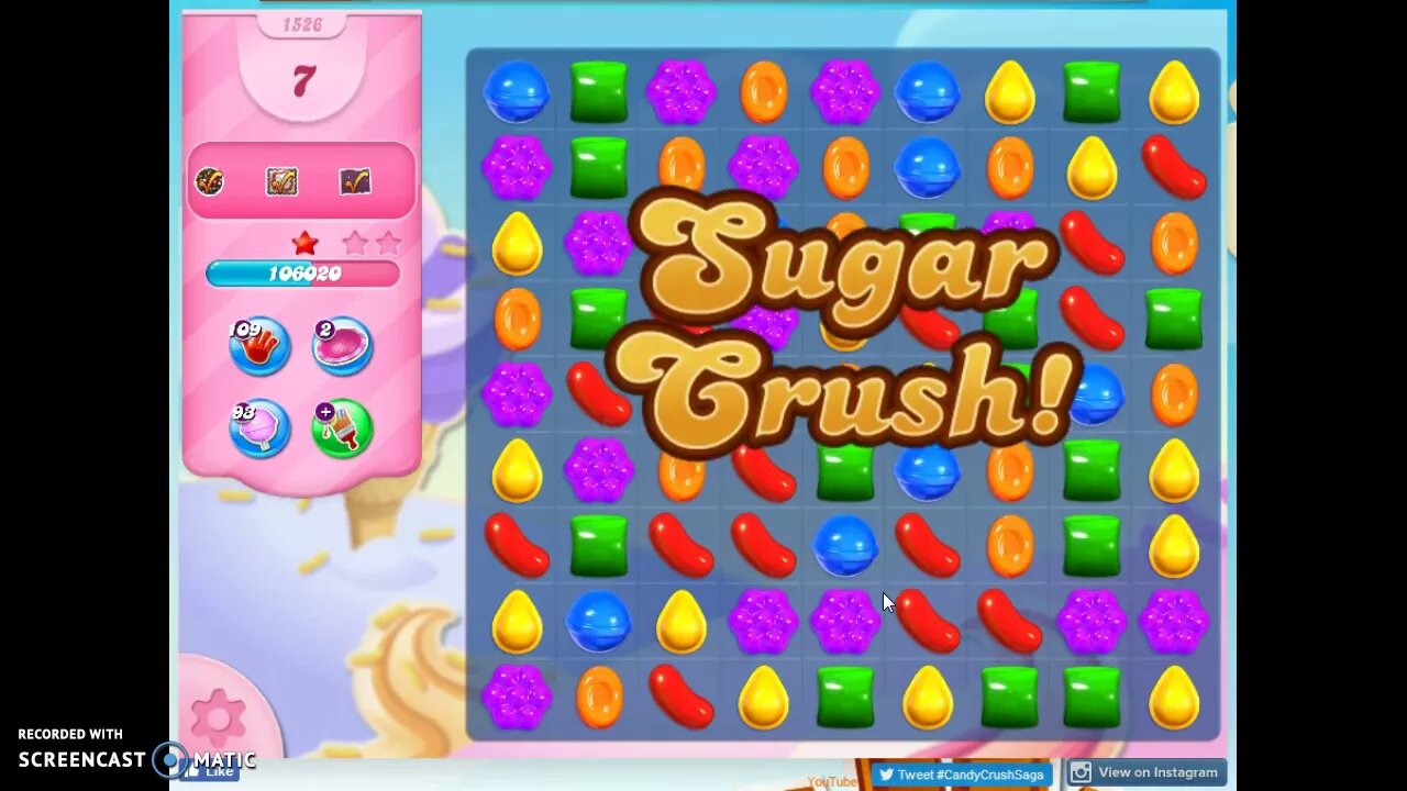 Candy Crush Level 1526 Audio Talkthrough, 1 Star 0 Boosters