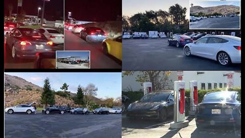 This is a line of people waiting to charge their electric cars in California