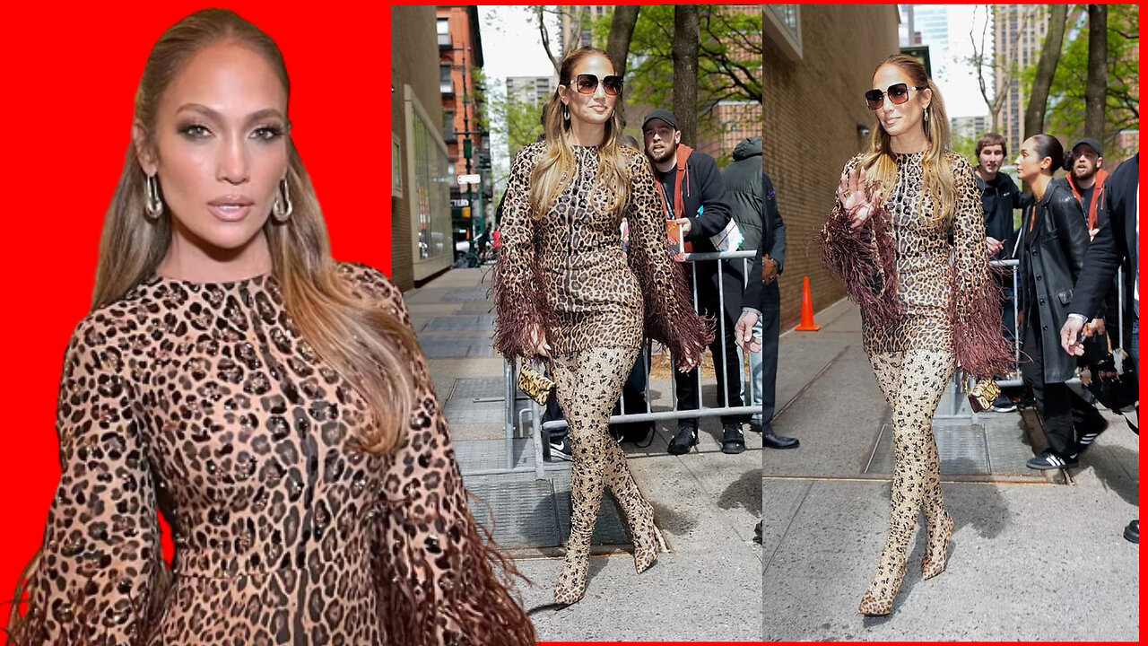 Jennifer Lopez Slays in Spotted Tunic and Cheetah Print Leggings