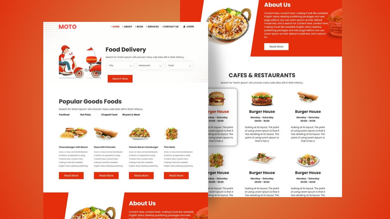 Food Delivery Website Design: HTML, CSS & JS