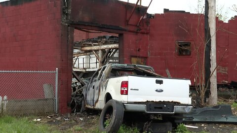 Fire heavily damages commercial building in Buffalo.