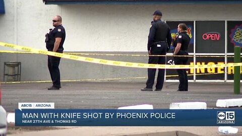 Man with knife shot by Phoenix police officers near 27th Avenue and Thomas Road