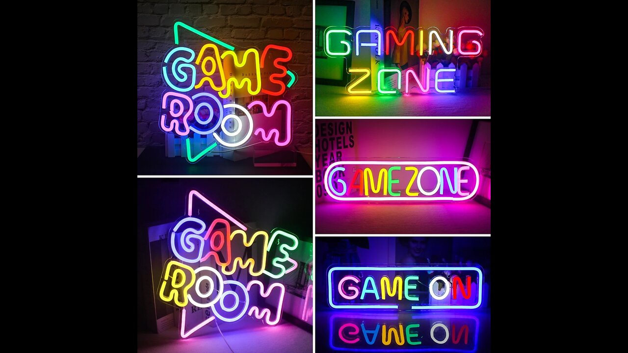 Game Room Neon Signs For Wall Decor USB Powered Colorful Neon LED Lights