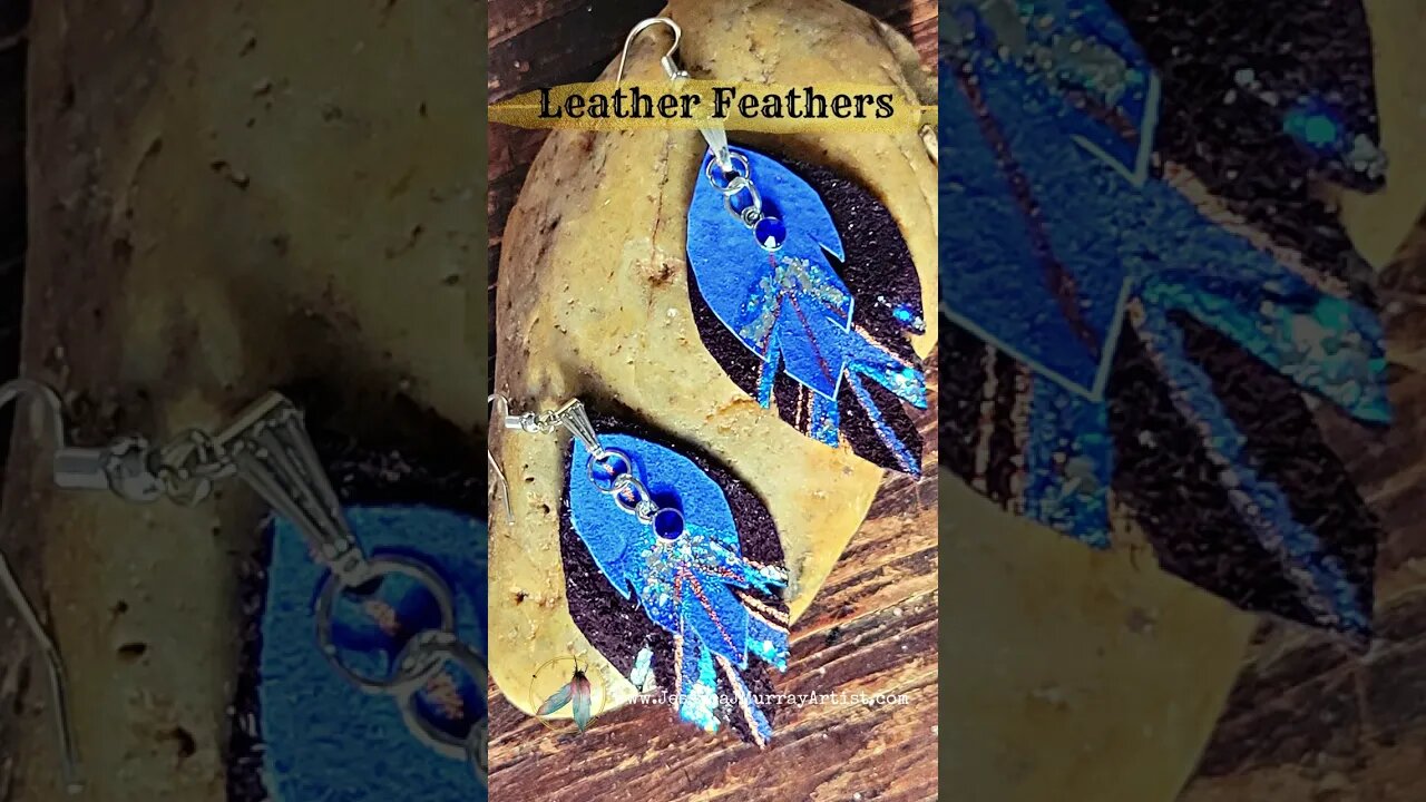 BLUES SHADOW, 2-inch, leather feather-inspired earrings