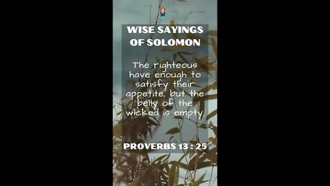 PROVERBS 13:25 | Wise Sayings of Solomon