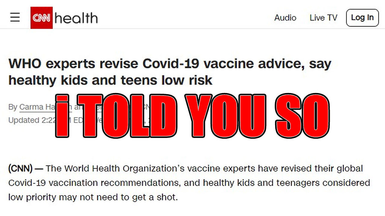 The WHO Says Healthy Children Are At Low Risk.... I Told You So