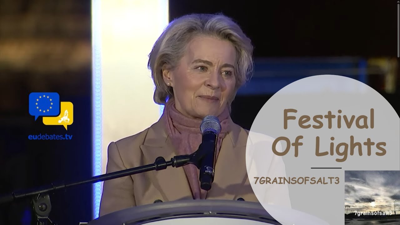 Warmonger Ursula von der Leyen (Zionist Shill) speaking at a festival of lights for Channukka