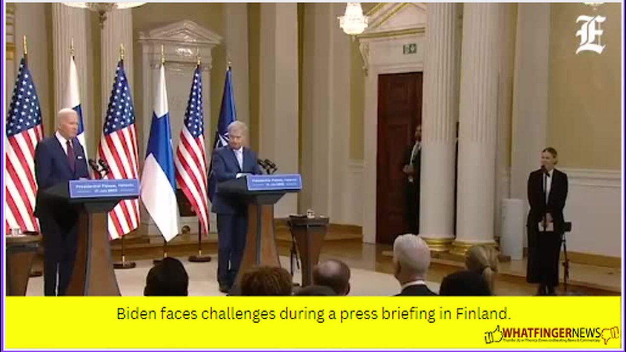 Biden faces challenges during a press briefing in Finland.