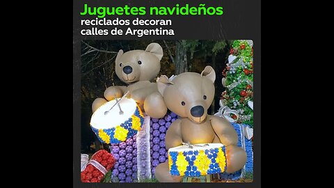 Decoraciones hechas con materiales reciclados iluminan una ciudad argentina