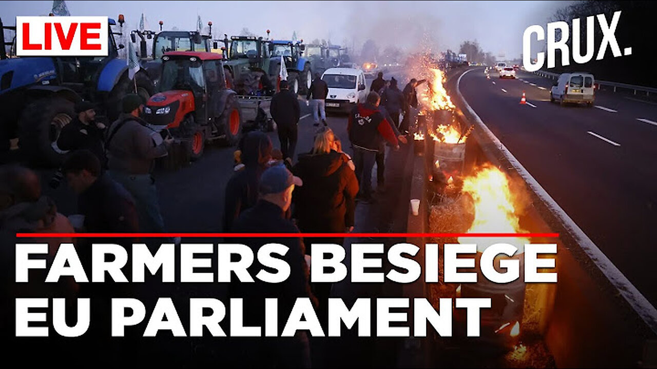 Protesters Besiege EU Parliament. Dramatic Scenes of Fire & Tractor Barricades As Belgian Farmers Scale Up Protests