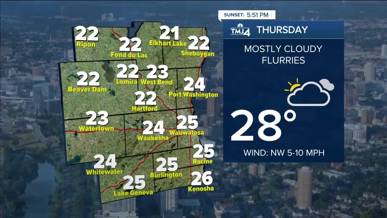 SE Wisconsin Weather: Snow showers expected Thursday evening