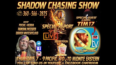 SHADOW CHASING SHOW HOST DERRICK WHITESKYCLOUD GUEST TIM17 Q SCHQQL GARAGE 28-3-2024