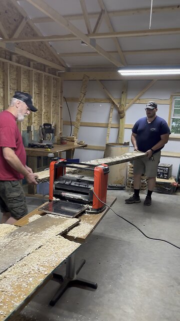 Planing Rough Cut Boards 🌳 #ChamberlinFamilyFarms #woodworking #construction #diy