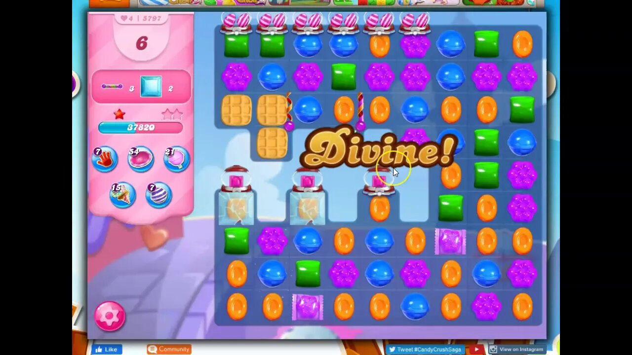 Candy Crush Level 5797 Talkthrough, 25 Moves 0 Boosters