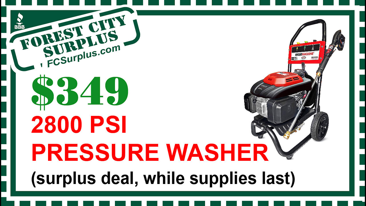 2800 PSI Pressure Washer (Surplus Deal While Supplies Lasts)