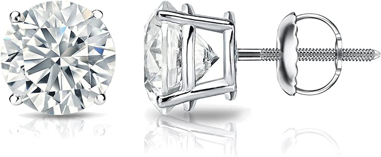 Diamond Wish Sterling Silver Round Diamond Stud Earrings (0.08 cttw, Good, I2-I3) 4-Prong Baske...