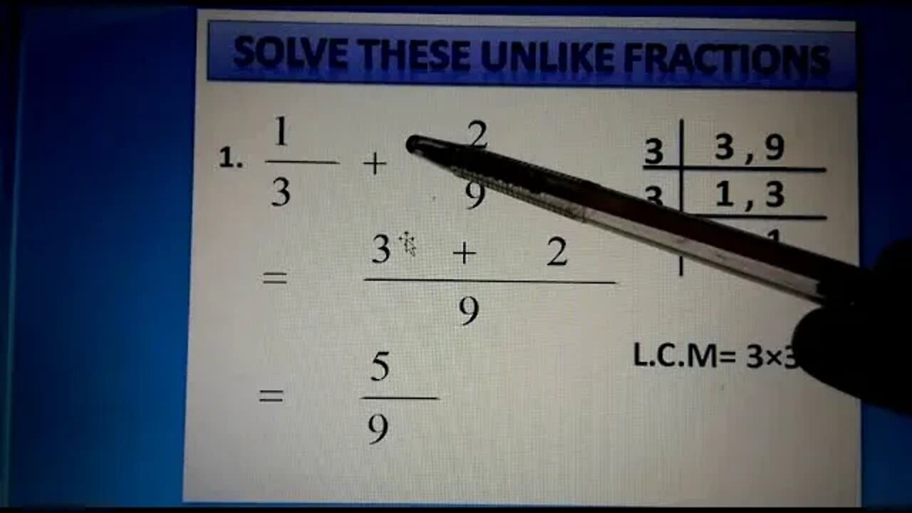 CLASS 3 MATHS A UNLIKE FRACTION