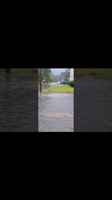 Rain flooding street