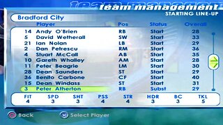 FIFA 2001 Bradford City Overall Player Ratings