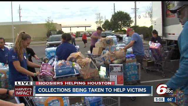 Indianapolis community donates bottled water, food and personal care items to be delivered to Hurricane Harvey victims