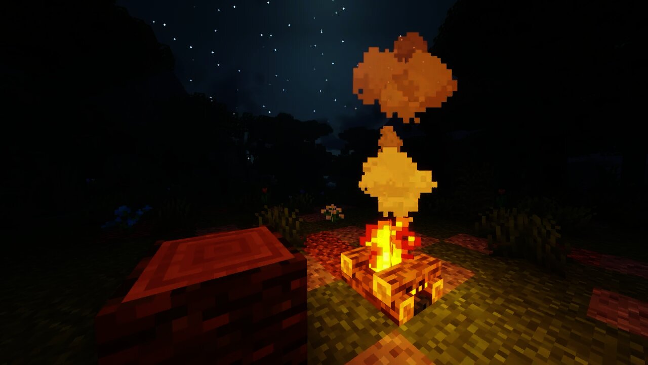 Ultra Relaxing Minecraft Campfire With Night Time Ambiance (visuals + sounds) 🔥