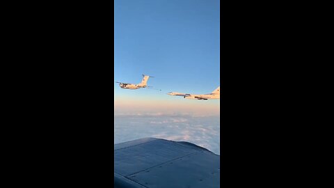 In-flight refueling from an Ilyushin Il-78 Midas tanker of a Tupolev Tu-160 Blackjack