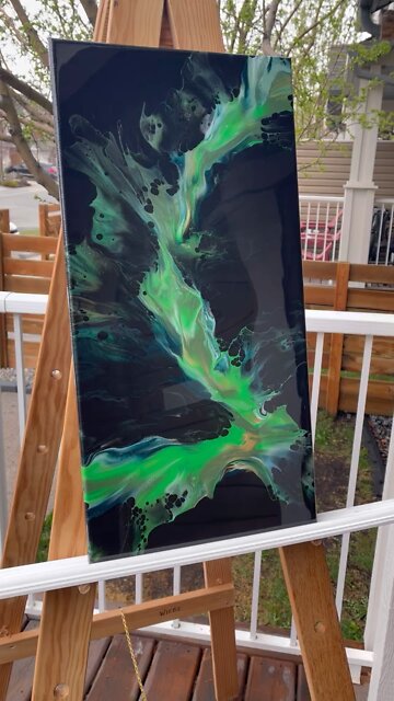 SALE #7 Green &Gold #shorts #forsale #art #dutchpour #supportlocal #shoplocal #yyc #green