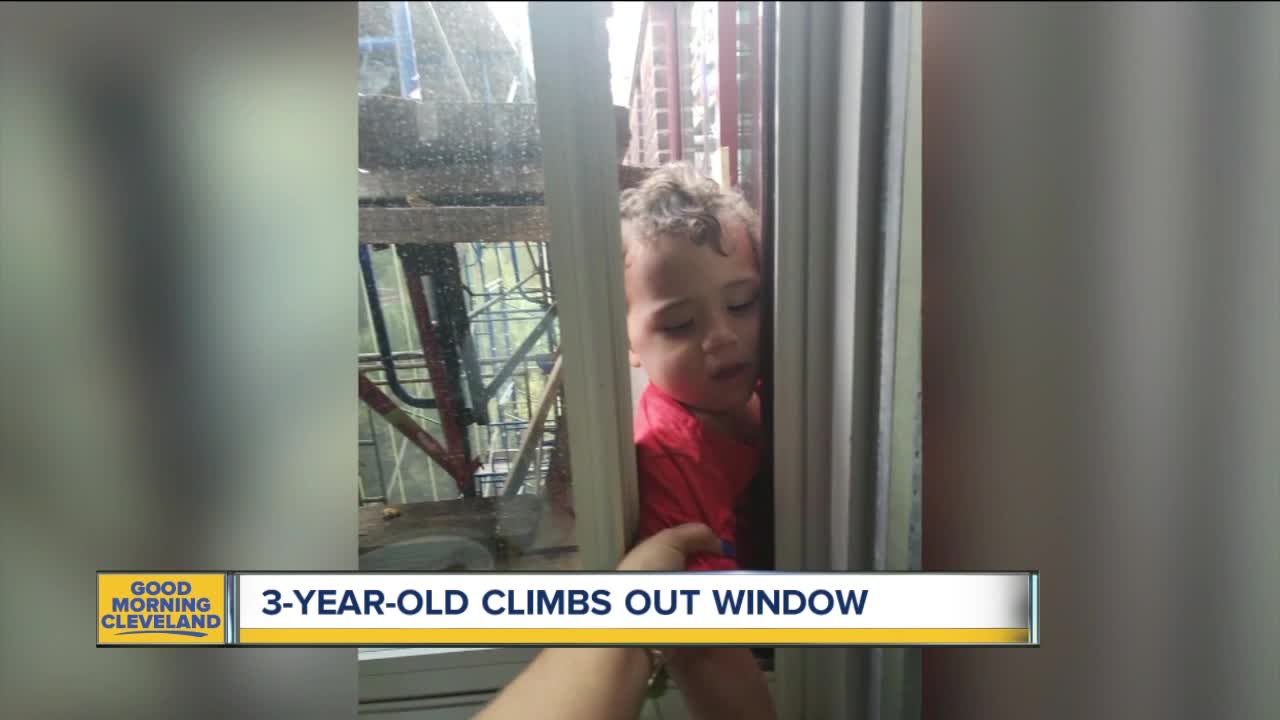 Toddler climbs out window on 7th floor