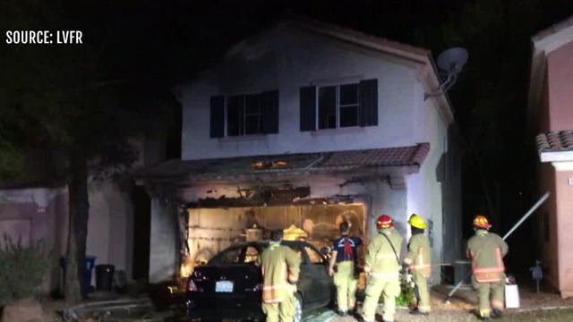 Fire destroys garage, vehicle near Summerlin