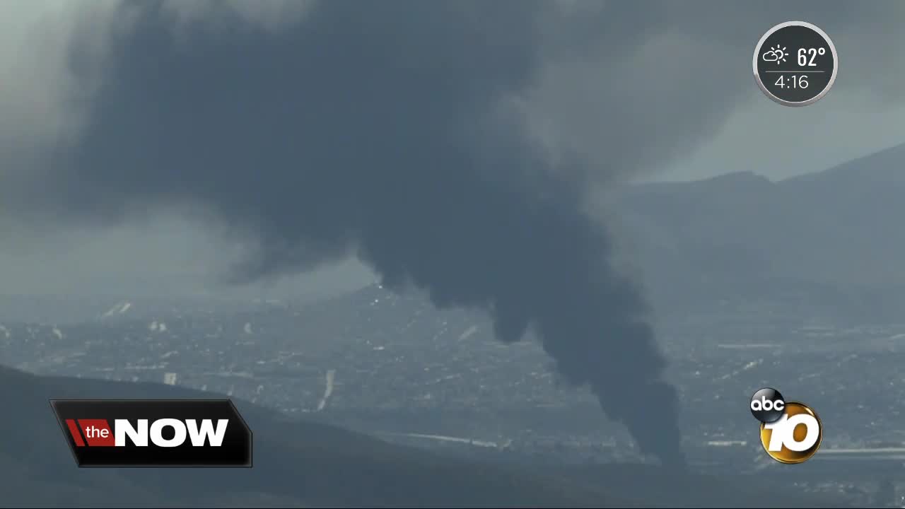 Factory fire in Mexico sends smoke above San Diego