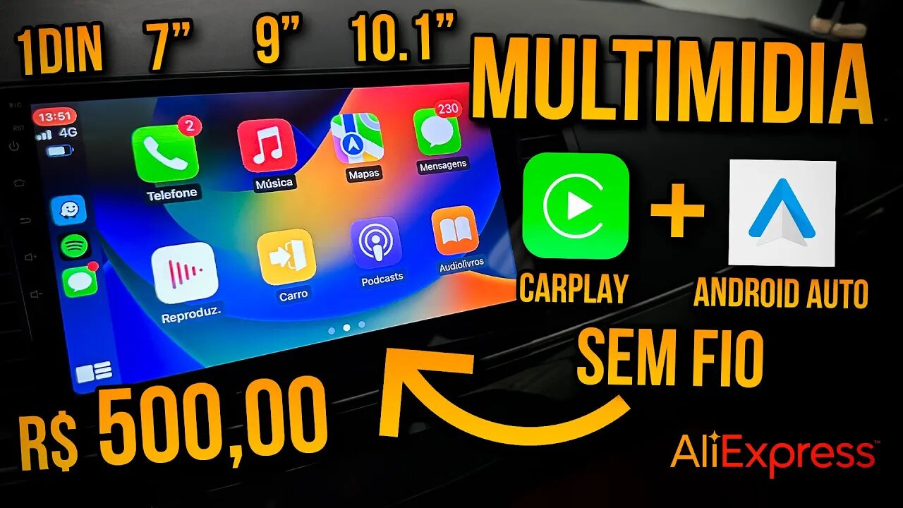 A MELHOR MULTIMIDIA DA CHINA! APPLE CAR PLAY e ANDROID AUTO! SUPER COMPLETA