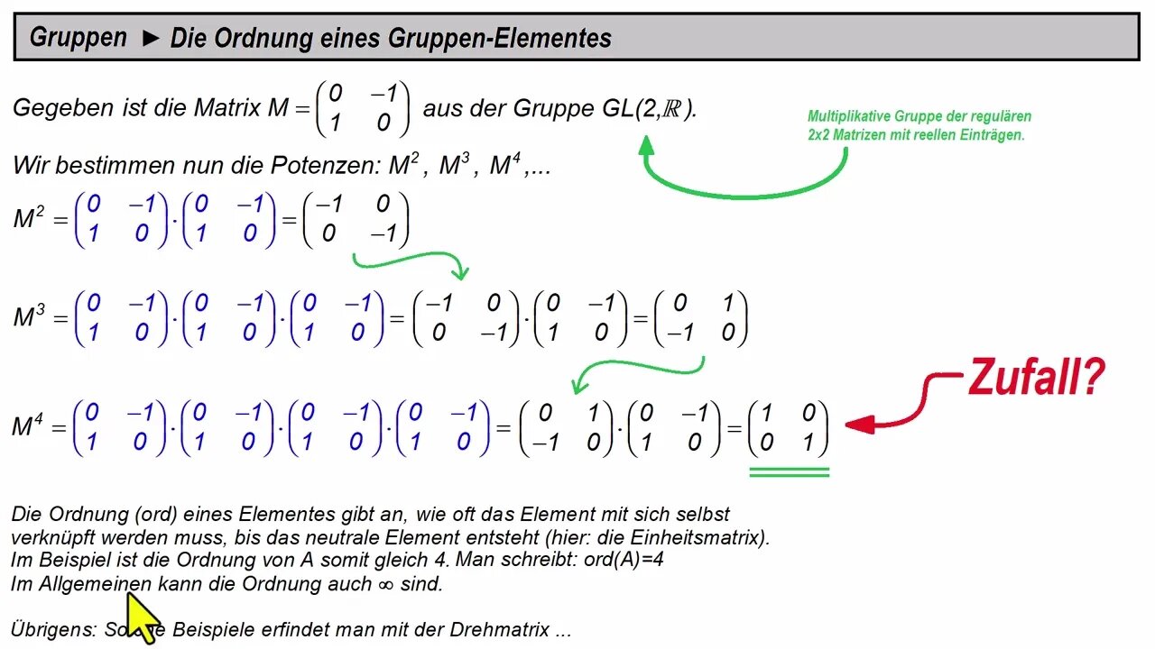 Gruppen ► Ordnung eines Elementes (nicht der Gruppe)