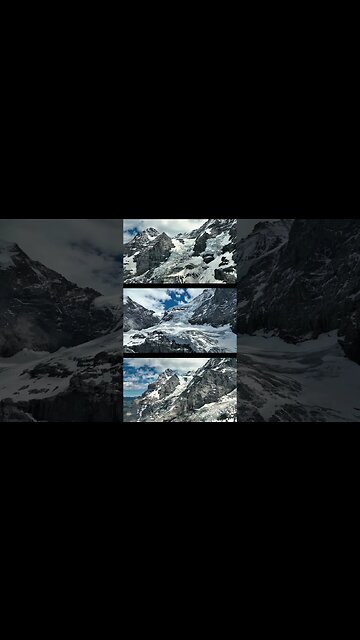 Amazing close up drone view of Eiger glacier in Switzerland