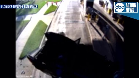 VIDEO: Drowsy driver causes crash at toll booth