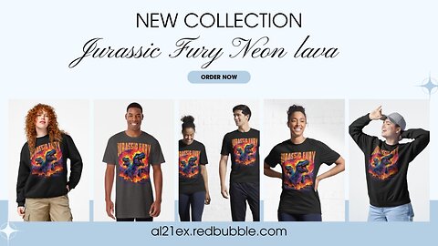 Jurassic Fury Neon lava T-Rex Dinosaur T-shirt & Merch Collection