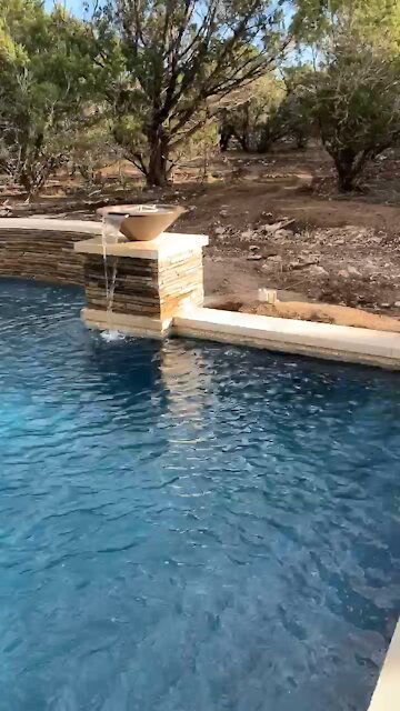 Pool & Spa with water & fire features - Boerne, Tx