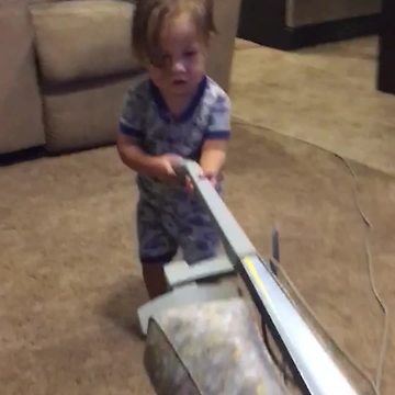 Tot Boy Passionate About Vacuuming