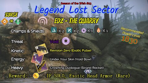 Destiny 2 Legend Lost Sector: EDZ - The Quarry on my Solar Titan 12-30-23