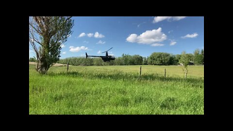 Helicopter Landing at the Rocking R Guest Ranch