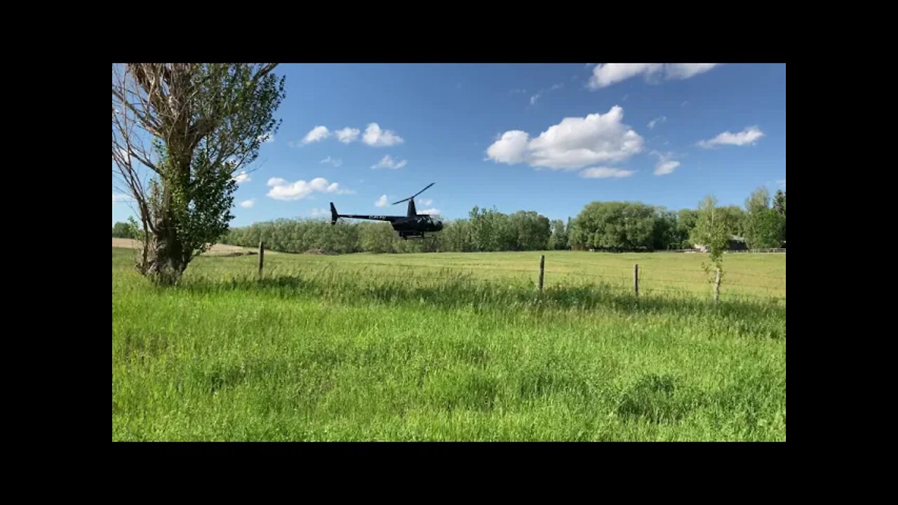 Helicopter Landing at the Rocking R Guest Ranch